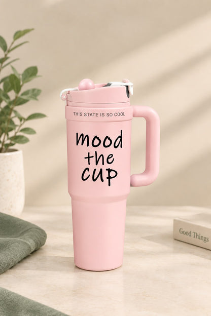 Pink Mood Tumbler with Handle & Flip-Top Lid