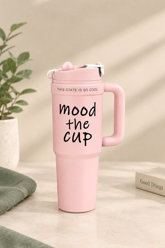 Pink Mood Tumbler with Handle & Flip-Top Lid