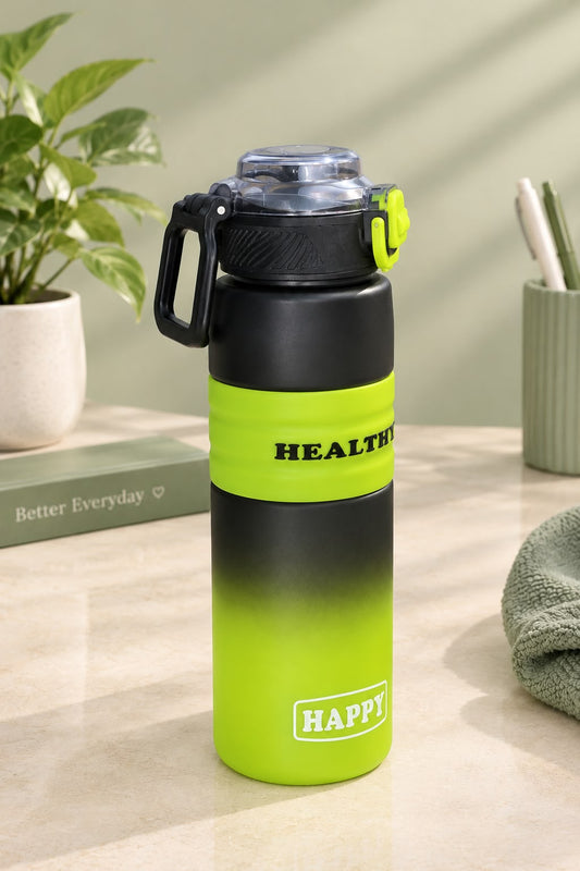Black & Neon Green Sports Water Bottle